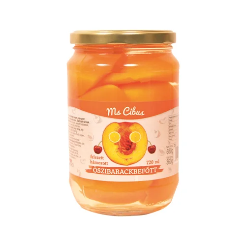 Őszibarack befőtt enyhén cukrozott lében720ml/360g - Ms. Cibus (6db/#)