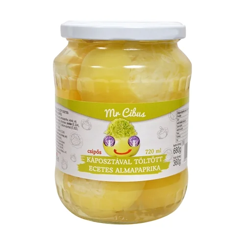 Káposztával töltött almapaprika csípős 720ml-Mr. Cibus (8db/#)