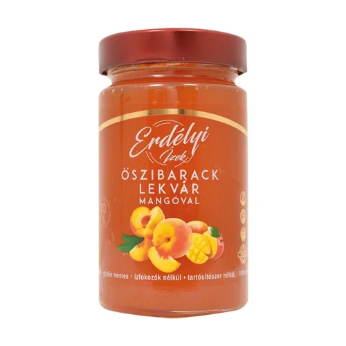 Őszibarack lekvár mangóval 70% gyümölcstartalom 380g - Erdélyi Ízek (8db/#)