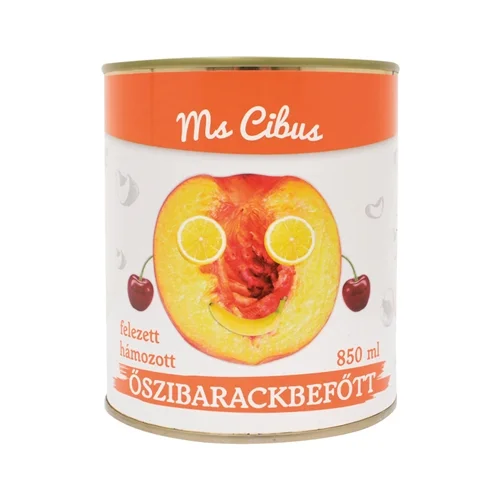 Őszibarack befőtt felezett-hámozott enyhén cukrozott lében 820g - Ms. Cibus (12db/#) 